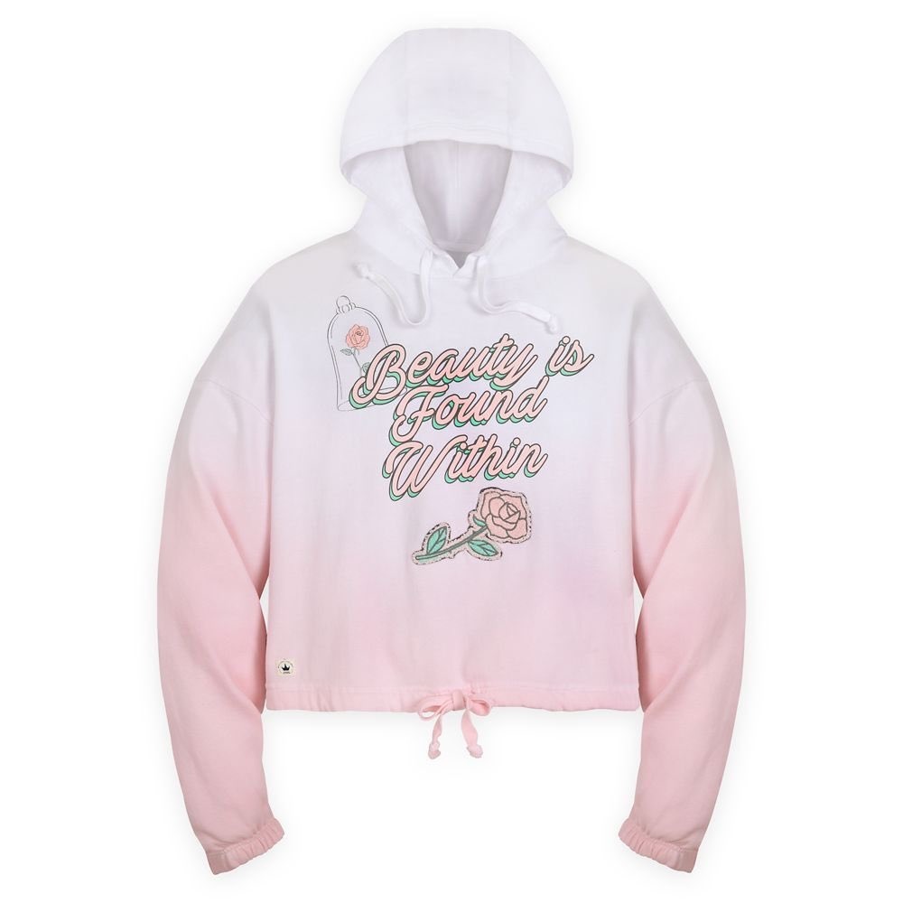 Disney Hoodie Beauty and the Beast Cropped Ombre Medium Pink Womens